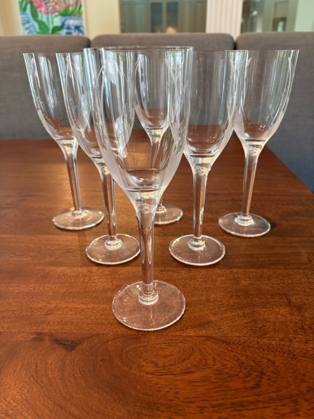 Lalique “ Face of the Smiling Angel” Clear Crystal Wine Glasses - Set of 6